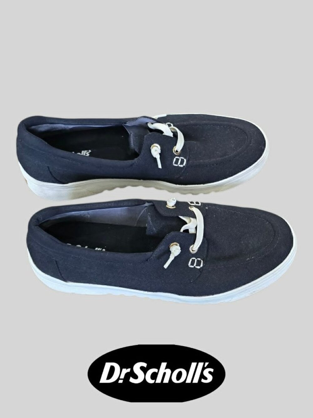 Dr. Scholls Black  Get Onboard Canvas Lifestyle Boat Slip On Shoes Womens 9